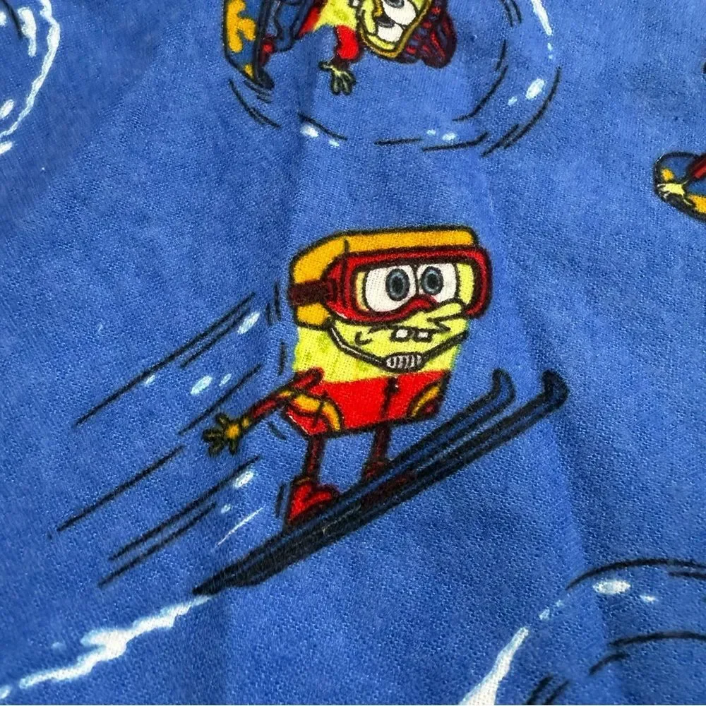 Vintage 2004 SpongeBob SquarePants Ski Snowboard Flannel Fabric Pieces Adorable